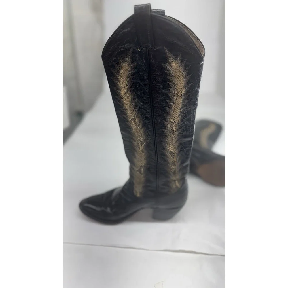 C.H. HYER Custom Snake Inlaid Women's Vintage 8 -8 1/2 Cowboy Boots Leather